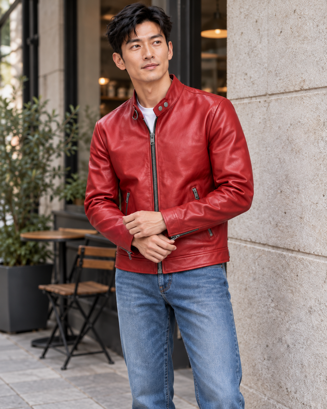 CLASSICRIDER經典立領、俐落短版IM2702橘紅色